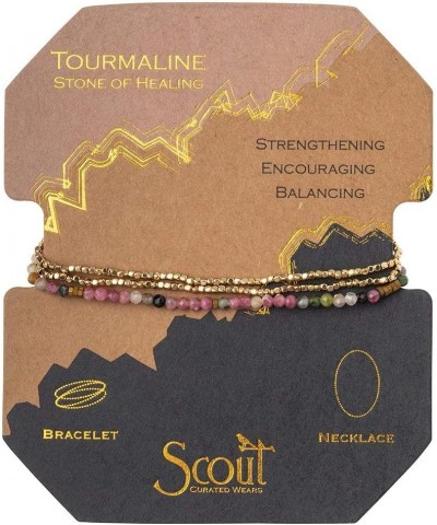 Women's Delicate Stone Wrap Bracelet & Necklace - Tourmaline/Gold - Stone of Healing $16.12 Bracelets