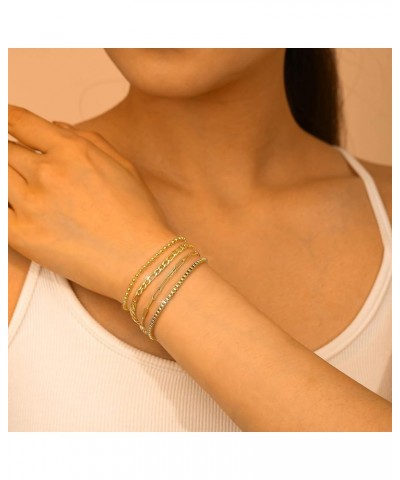 Gold Bracelets for Women, Dainty 18K Gold Plated Stackable Bracelets for Women Non Tarnish Gold Bracelet Stack Set Dainty Pap...