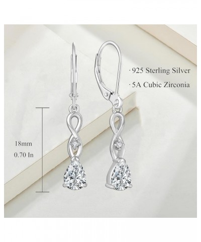 Women Earrings 925 Sterling Silver Dangle Infinity Earrings for Her 3A Cubic Zirconia Birthstone Dangle Drop Earrings for Wom...