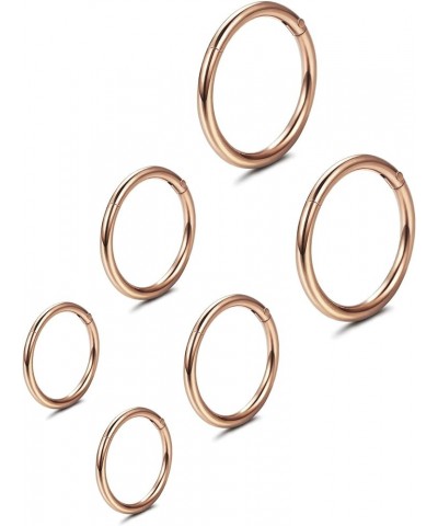 3-6Pairs Stainless Steel 16G Sleeper Earrings Septum Clicker Nose Lip Ring Body Piercing C: 3Pairs Rose Gold(6/8/10mm) $8.09 ...