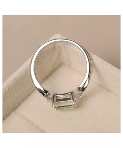 925 Sterling Silver Emerald Cut 7X5 MM Gemstone Ring Horizontal Promise Ring for Women Green Amethyst $36.46 Rings