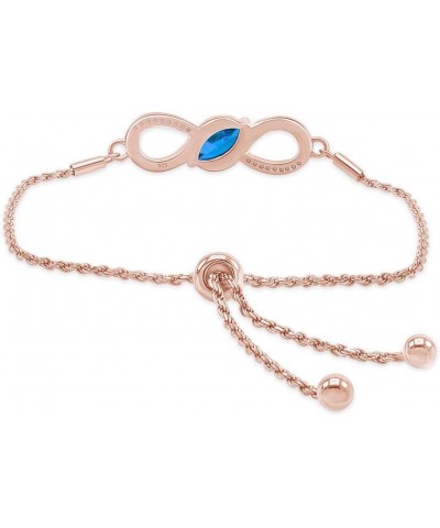 Simulated Birthstone & Diamond Accent Infinity Bolo Bracelet for Women in 14k Gold Over Sterling Silver Rose Gold Over : Simu...