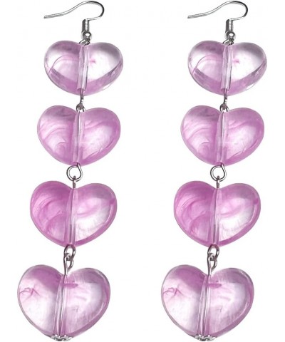 Long Love Heart Dangle Earrings Multiclolor Acrylic Translucent Heart Drop Dangle Earrings for Women Girls Christmas Valentin...