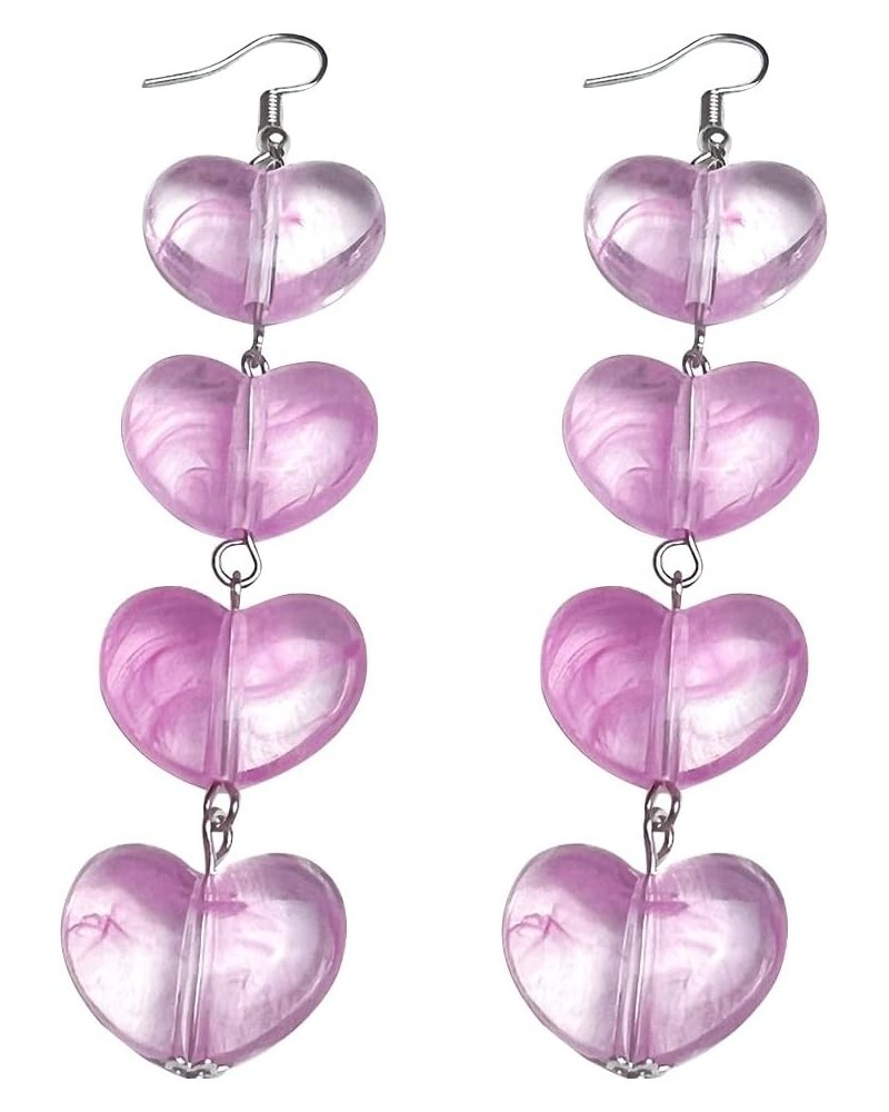 Long Love Heart Dangle Earrings Multiclolor Acrylic Translucent Heart Drop Dangle Earrings for Women Girls Christmas Valentin...