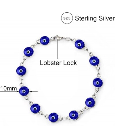 925 Sterling Silver Glass Bead Evil Eye Bracelet - 7" inch Evil Eye Bracelet for Women & Girls Comes with Gift Box Navy $12.7...