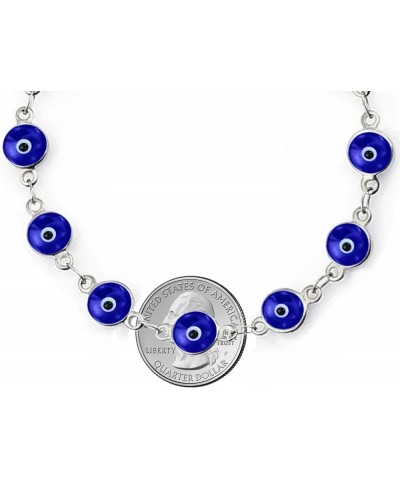 925 Sterling Silver Glass Bead Evil Eye Bracelet - 7" inch Evil Eye Bracelet for Women & Girls Comes with Gift Box Navy $12.7...