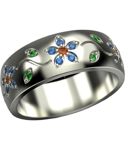 925 Sterling Silver Shiny Full Diamond Ring Colorful Vine Flowers Cubic Zirconia Cocktail Rings Jewelry for Women (7) 6 $9.34...