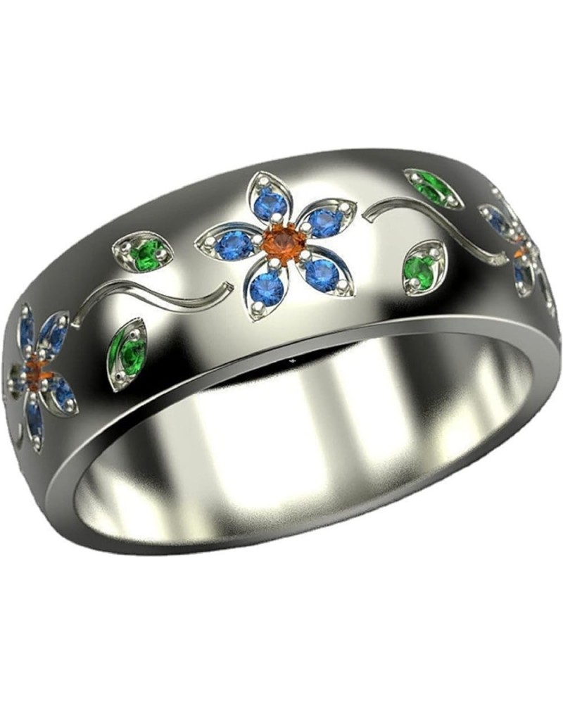 925 Sterling Silver Shiny Full Diamond Ring Colorful Vine Flowers Cubic Zirconia Cocktail Rings Jewelry for Women (7) 6 $9.34...