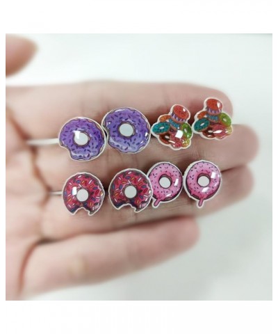 Sweet Donut Stud Earrings Resin Donuts Cake Food Simulate Earrings for Women Girls Jwelry Style D $5.60 Earrings