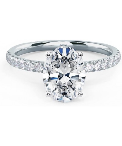 Engagement Ring 2 CT Moissanite Oval Cut Pave Engagement Rings for Women Platinum Plated Silver Size 6.5 $54.94 Rings