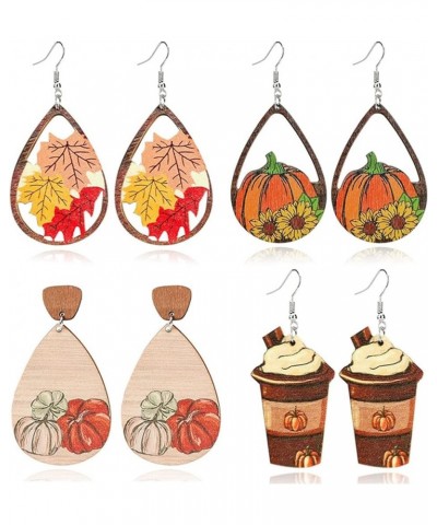 Cute Thanksgiving Turkey Pumpkin Maple Leaf Dangle Earrings for Women Lightweight Holiday Dangle Earrings Thanksgiving Fall W...