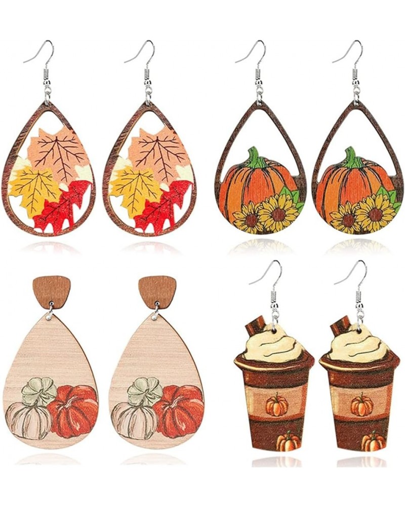 Cute Thanksgiving Turkey Pumpkin Maple Leaf Dangle Earrings for Women Lightweight Holiday Dangle Earrings Thanksgiving Fall W...