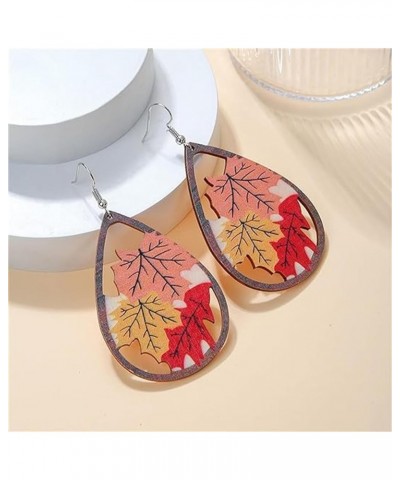 Cute Thanksgiving Turkey Pumpkin Maple Leaf Dangle Earrings for Women Lightweight Holiday Dangle Earrings Thanksgiving Fall W...