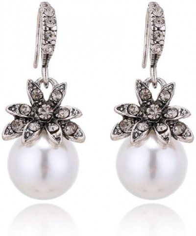 Sun Flower Imitate Pearl Rhinestone Dangle Earrings Women Fashion Jewelry Accessories White $4.13 Earrings