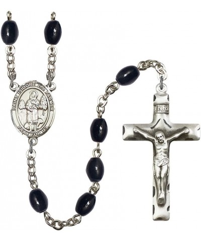 St. Isidore The Farmer Silver-Plated Rosary - Every Birth Month Color and More Black Onyx, 8x6mm Beads $56.76 Necklaces