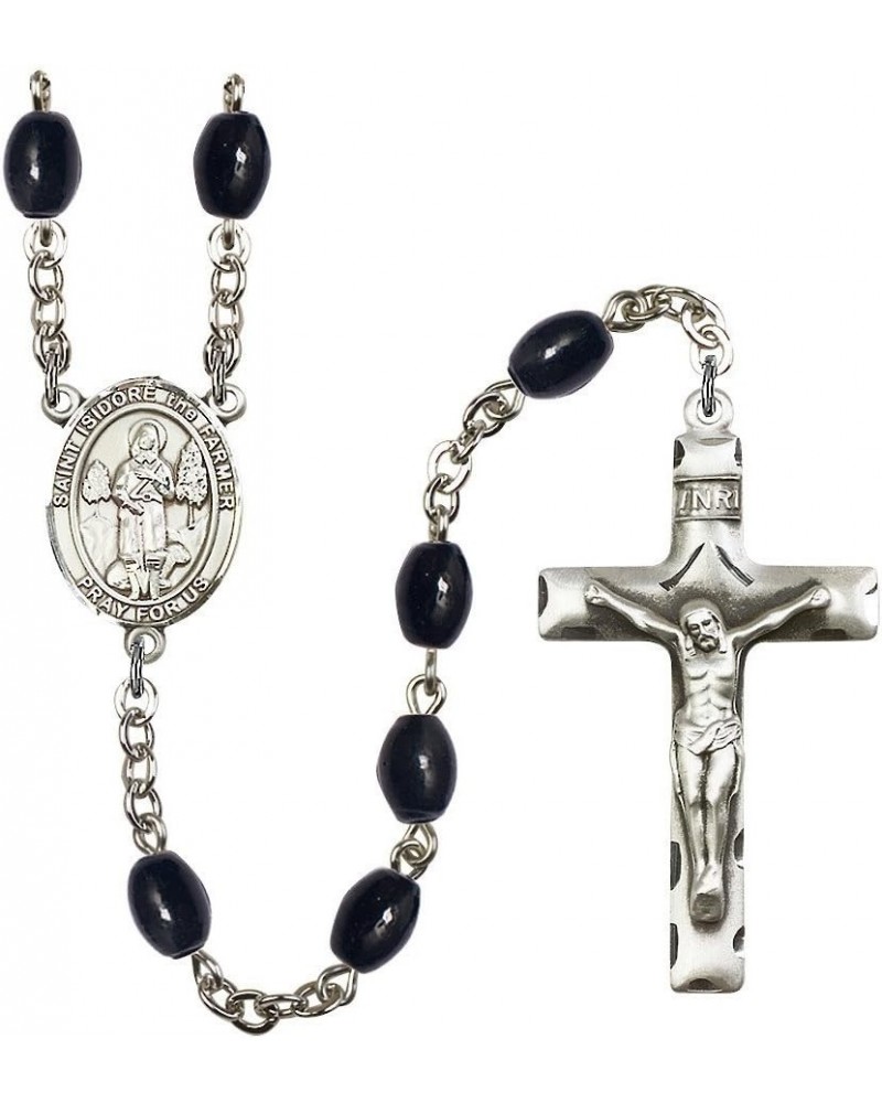 St. Isidore The Farmer Silver-Plated Rosary - Every Birth Month Color and More Black Onyx, 8x6mm Beads $56.76 Necklaces