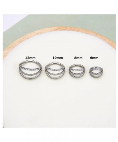 G23 Titanium Nose Hoop Rings, 16G Septum Clicker Nose Ring, Teardrop Heart Double Triple Nose Ring 6mm 8mm 10mm 12mm 6mm Trip...