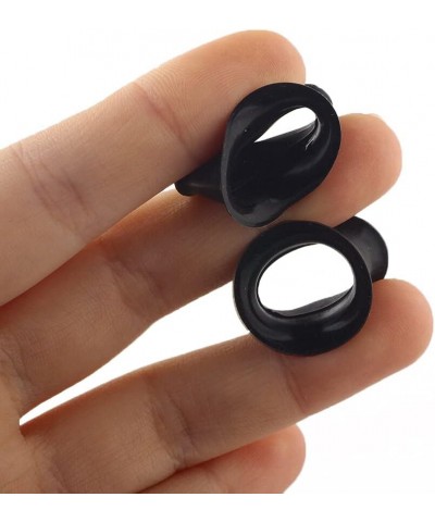 2 PAIR (4pcs) BLACK WHITE SILICONE EARSKIN TUNNELS Double Flare Gauges Super Ultra Thin Soft Flexible Flesh Plugs 1054 1-1/2"...