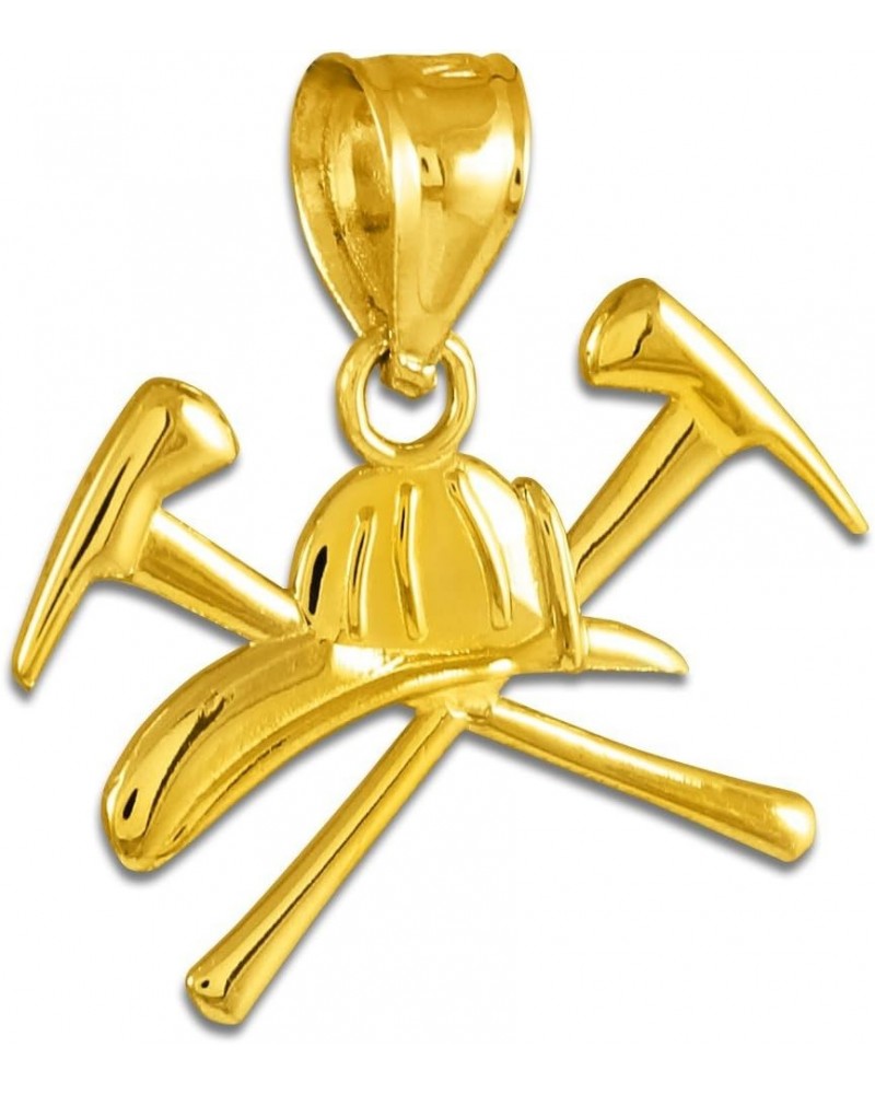 14k Gold Firefighter Axes & Helmet Charm Fire Department Pendant $56.35 Pendants