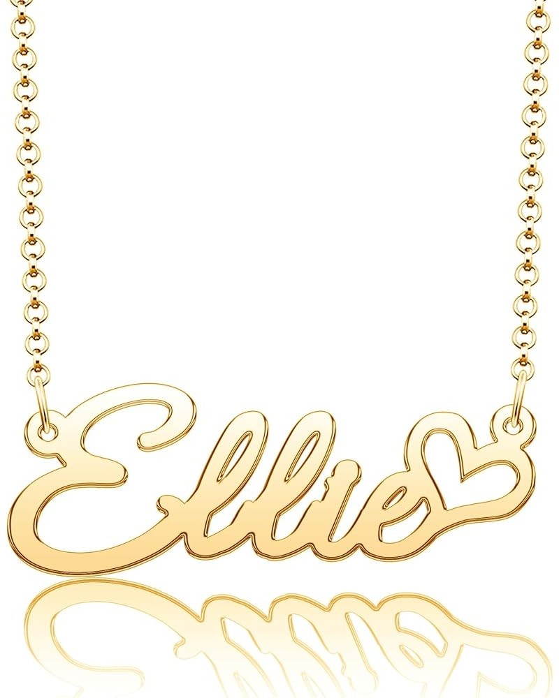 Personalized Name Necklace Heart Symbol Copper Jewelry for Girls Name Necklace for Women Gold Name Necklace Ellie-Gold $10.00...