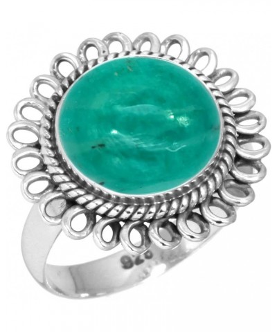 925 Sterling Silver Handmade Ring for Women 12 MM Round Gemstone Statement Jewelry for Gift (99009_R) Amazonite $18.06 Rings