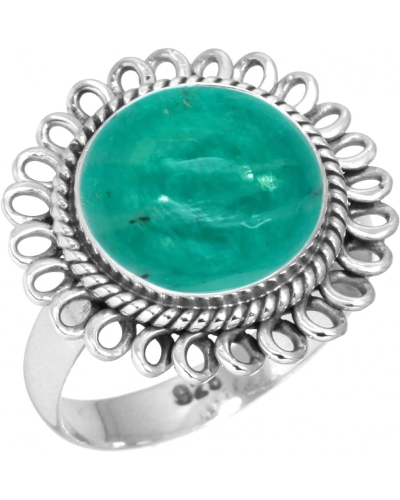 925 Sterling Silver Handmade Ring for Women 12 MM Round Gemstone Statement Jewelry for Gift (99009_R) Amazonite $18.06 Rings