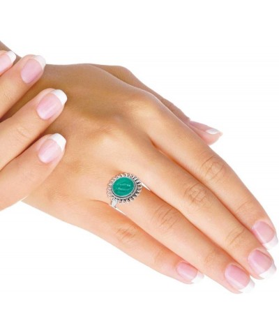 925 Sterling Silver Handmade Ring for Women 12 MM Round Gemstone Statement Jewelry for Gift (99009_R) Amazonite $18.06 Rings