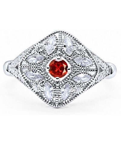 Art Deco Ring Marquise Filigree Round Cubic Zirconia 925 Sterling Silver Choose Color Simulated Garnet $14.49 Rings