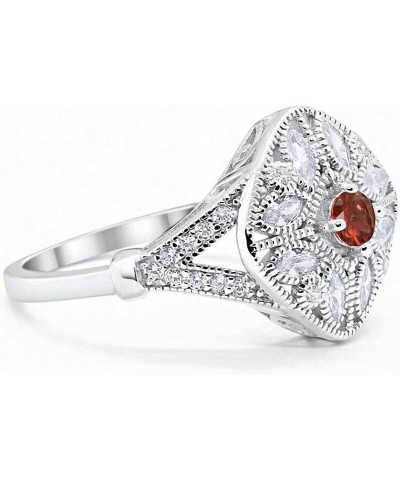 Art Deco Ring Marquise Filigree Round Cubic Zirconia 925 Sterling Silver Choose Color Simulated Garnet $14.49 Rings