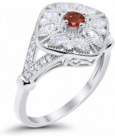 Art Deco Ring Marquise Filigree Round Cubic Zirconia 925 Sterling Silver Choose Color Simulated Garnet $14.49 Rings