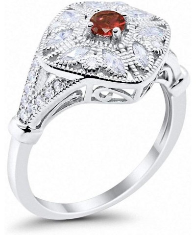 Art Deco Ring Marquise Filigree Round Cubic Zirconia 925 Sterling Silver Choose Color Simulated Garnet $14.49 Rings