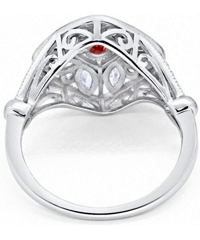 Art Deco Ring Marquise Filigree Round Cubic Zirconia 925 Sterling Silver Choose Color Simulated Garnet $14.49 Rings