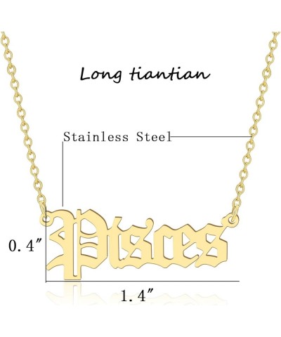 2Pcs Zodiac Necklace for Women Stainless Steel Zodiac Sign Necklace for Girls Old English Zodiac Gifts Pisces $7.53 Necklaces