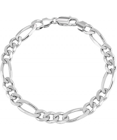 Solid 925 Sterling Silver Italian 5 MM Diamond-Cut Figaro Chain Bracelet for Women Men with Lobster Claw Clasp, Made in Italy...