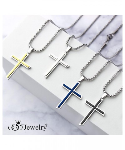 Stainless Steel Cross Necklace Pendant for Men and Women 16-26" Box Chain Silver & Black 16.0 Inches $14.49 Necklaces