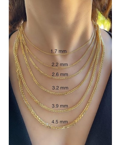 10K and 14K Gold Square Wheat Chain 1.7mm 2.2mm 2.6mm 3.2mm 3.9mm 4.5mm Yellow Real Gold Chains For Men Diamond Cut Braided F...