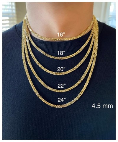 10K and 14K Gold Square Wheat Chain 1.7mm 2.2mm 2.6mm 3.2mm 3.9mm 4.5mm Yellow Real Gold Chains For Men Diamond Cut Braided F...