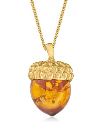 Amber Acorn Pendant Necklace in 18kt Gold Over Sterling 18.0 Inches $44.65 Necklaces