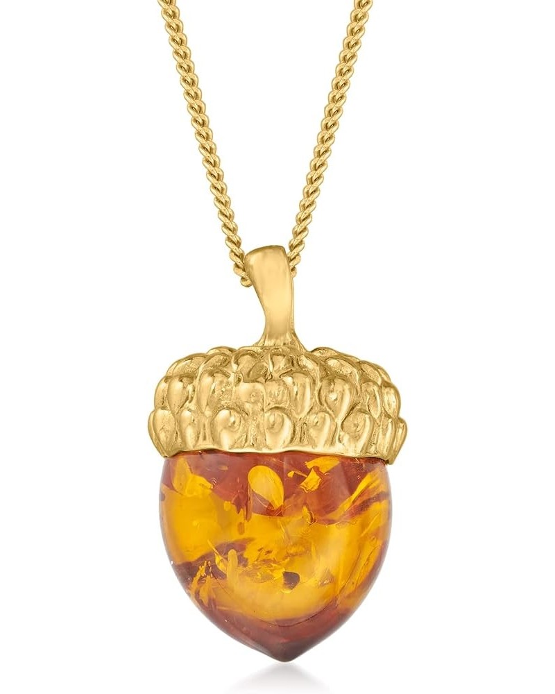 Amber Acorn Pendant Necklace in 18kt Gold Over Sterling 18.0 Inches $44.65 Necklaces