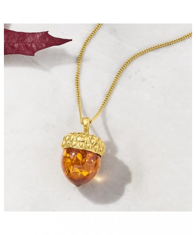 Amber Acorn Pendant Necklace in 18kt Gold Over Sterling 18.0 Inches $44.65 Necklaces