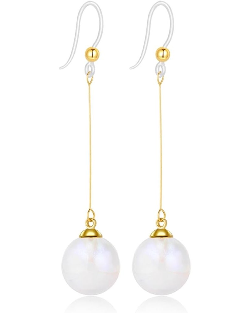 Plastic Earrings, Lightweight and Elegant Drop Dangle Pearl Earrings on Hypoallergenic Plastic Hooks for Sensitive Ears 1 Pai...