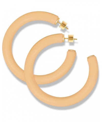 Yellow Gold Plated Sterling Silver Color Resin Chunky Open Hoop Earrings for Women 57MM (2.24") Diameter Orange - Pastel ( Ma...