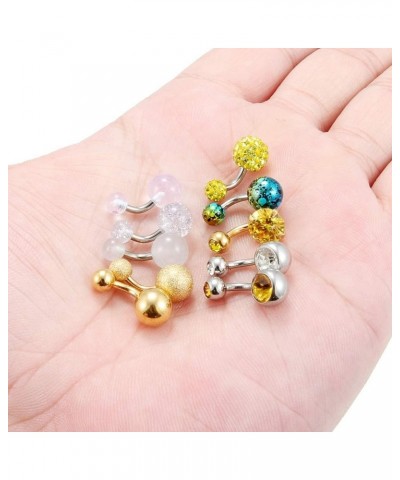 14G 6mm 1/4 Inch 316L Surgical Steel CZ Short Belly Earring Navel Button Rings 3-10PCS 10PCS - Gold $8.39 Body Jewelry