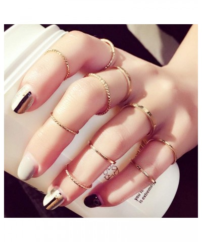 10 PCS Simple Bohemian Crystal Joint Knuckle Ring Sets Finger Rings Midi Ring Set Stackable (Silver) Gold $8.25 Rings