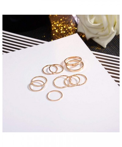 10 PCS Simple Bohemian Crystal Joint Knuckle Ring Sets Finger Rings Midi Ring Set Stackable (Silver) Gold $8.25 Rings