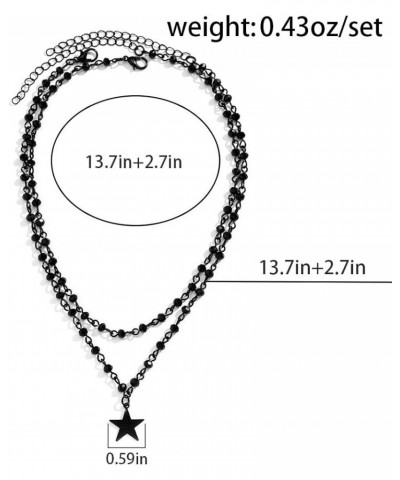 Gothic Moon and Star Choker Necklace, Y2k Black Bead Necklace, Goth Punk Y2k Accessories for Women B-Star $7.42 Necklaces