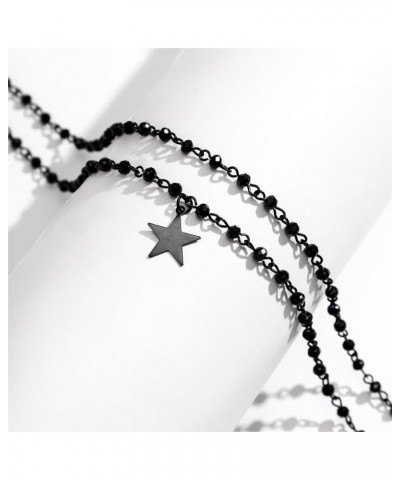 Gothic Moon and Star Choker Necklace, Y2k Black Bead Necklace, Goth Punk Y2k Accessories for Women B-Star $7.42 Necklaces