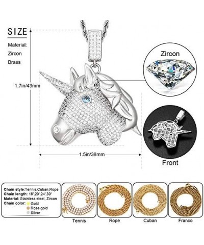 Hip Hop Jewelry 3D Lion Head Pendant Necklace for Men Women, 18K Gold/Platinum Plated AAA CZ Iced Out Simulate Diamond Accent...