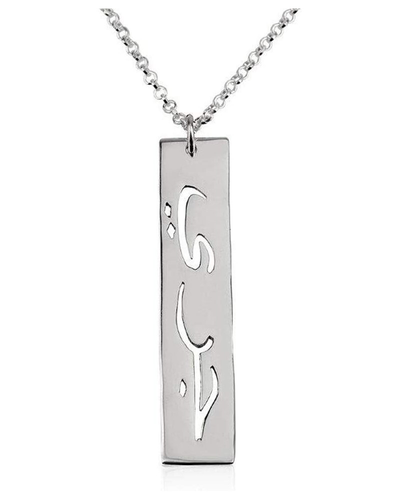 Personalized 925 Sterling Silver Arabic Bar Name Necklace Silver $18.45 Necklaces