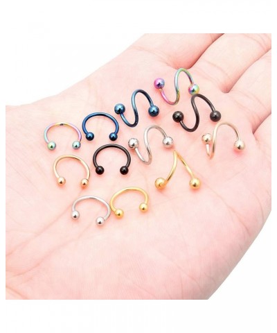 16G Spiral Lip Rings Hoops 316L Surgical Steel Cartilage Helix Tragus Earring Lip Eyebrow Labret Septum Smiley Rings Hoop Pie...